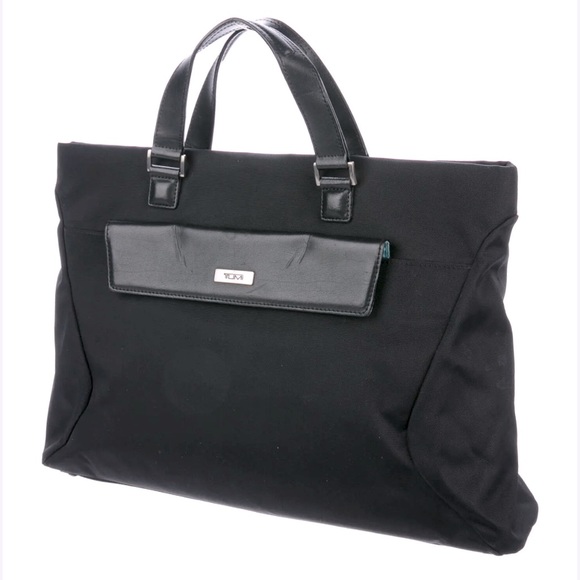 TUMI Black Nylon Leather Trim Briefcase Laptop Bag - Picture 1 of 14